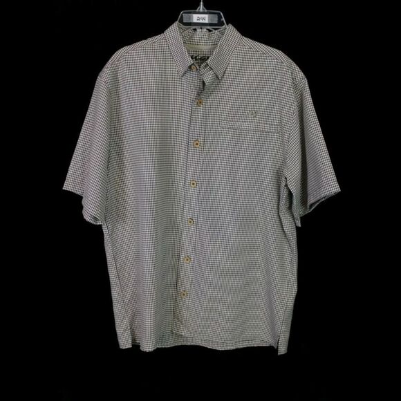 MOJO SPORTSWEAR BUTTON FRONT SS MENS VENTED SHIRT BROWN CHECK SIZE MEDIUM - Picture 1 of 9